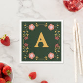  Cottage Tea Green Monogram Servet (Insitu)