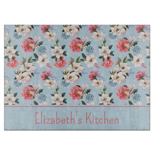 Cottage tuin bloemen gepersonaliseerd snijplank (Voorkant)