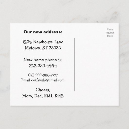  Cottage verandering van adres Aankondigingskaart (Achterkant)