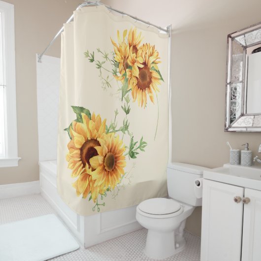 Cottage Zonnebloemen Douchegordijn (In situ)