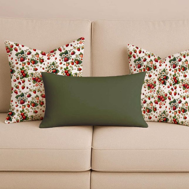 Cottagecore Aardbeien Bloemengewone Kussens (Cottagecore Strawberry Floral Throw Pillow)