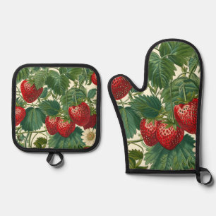 Cottagecore Aardbeien Ovenwant Set