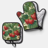 Cottagecore Aardbeien Ovenwant Set (Voorkant / Achterkant)