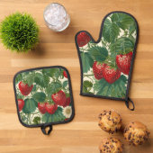 Cottagecore Aardbeien Ovenwant Set (Top down)