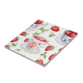 Cottagecore Aardbeienpatroon Tegeltje (Zijkant)