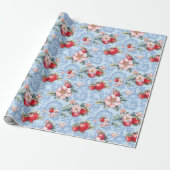 Cottagecore Aardbeipatroon Cadeaupapier (Uitgerold)
