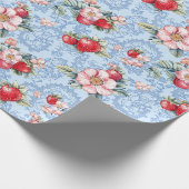 Cottagecore Aardbeipatroon Cadeaupapier (Hoek)