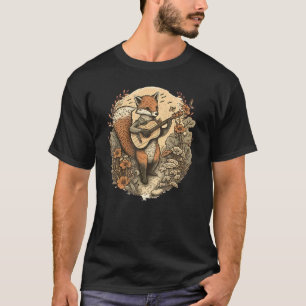 Cottagecore Aesthetic Fox Spelen Gitaar F T-shirt