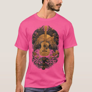 Cottagecore akoestische gitaar met Moon Natuur muz T-shirt
