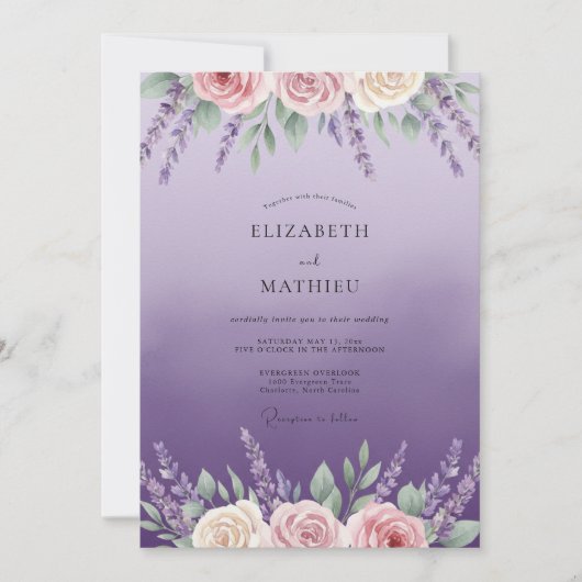 Cottagecore Amethyst Wisteria Bruiloft Kaart (Voorkant)