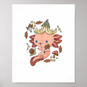 Cottagecore Axolotl Esthetische Paddenstoelen Scha Poster