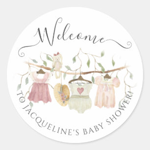 Cottagecore Baby Kleding Welkom Baby Meisje Douche Ronde Sticker