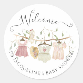 Cottagecore Baby Kleding Welkom Baby Meisje Douche Ronde Sticker