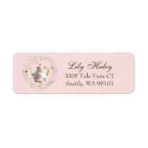 Cottagecore Baby shower Tea Party adreslabel