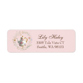 Cottagecore Baby shower Tea Party adreslabel Etiket