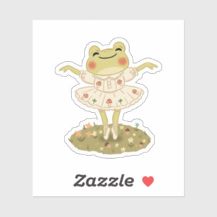 Cottagecore Ballet Kikker Paddenstoel Kunst Sticker