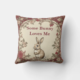 Cottagecore Beige Some Bunny Loves Me Vintage Chic Kussen