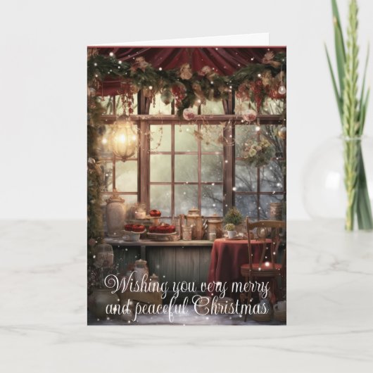 Cottagecore besneeuwd Kerstmis Bedankkaart (Voorkant)