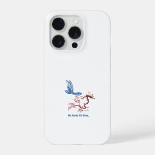 Cottagecore Blauw Vogeltje Kersenbloesem Wees Aard iPhone 15 Pro Case