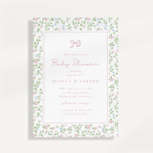 Cottagecore bloemboog babyshower uitnodiging