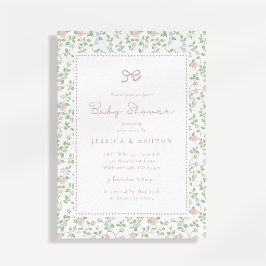 Cottagecore bloemboog babyshower uitnodiging