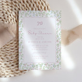 Cottagecore bloemboog babyshower uitnodiging