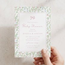 Cottagecore bloemboog babyshower uitnodiging