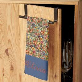 Cottagecore Bloemen Botanische Tuin monogram Theedoek