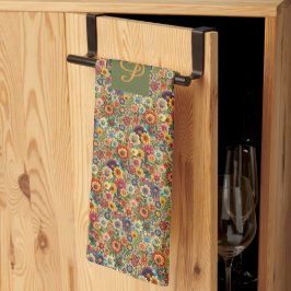 Cottagecore Bloemen Botanische Tuin monogram Theedoek