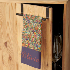 Cottagecore Bloemen Botanische Tuin monogram Theedoek