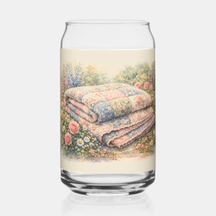 Cottagecore Bloemen Patchwork Dekbed Waterverf Blikvorm Glas