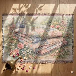 Cottagecore Bloemen Patchwork Dekbed Waterverf Deken