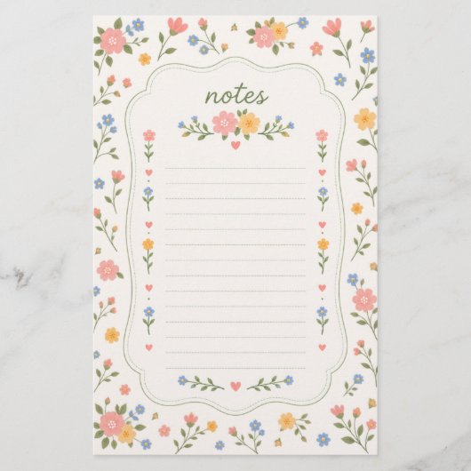 Cottagecore bloemenbriefpapier briefpapier (Voorkant)