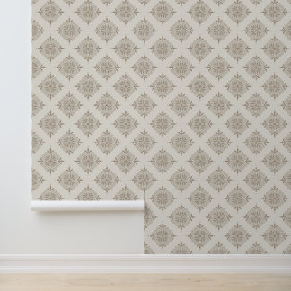 Cottagecore bloemendruk neutraal beige behang
