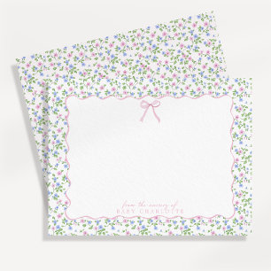 Cottagecore Bloemengolflijst Roze Strik Briefkaart