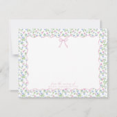 Cottagecore Bloemengolflijst Roze Strik Briefkaart (Voorkant)