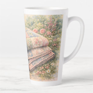 Cottagecore Bloemenpatchworkdeken Aquarel Latte Mok