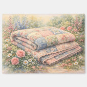 Cottagecore Bloemenpatchworkdeken Aquarel Magneet (Voorkant)