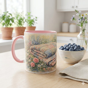 Cottagecore Bloemenpatchworkdeken Aquarel Mok