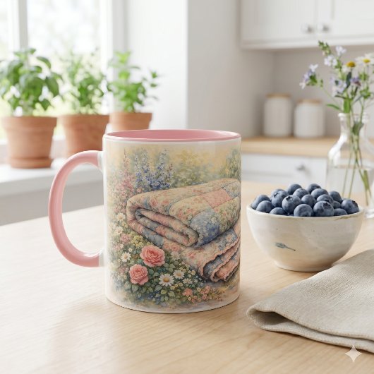 Cottagecore Bloemenpatchworkdeken Aquarel Mok