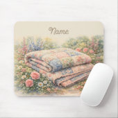 Cottagecore Bloemenpatchworkdeken Aquarel Muismat (Met muis)