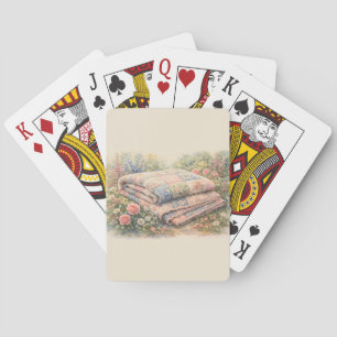 Cottagecore Bloemenpatchworkdeken Aquarel Pokerkaarten