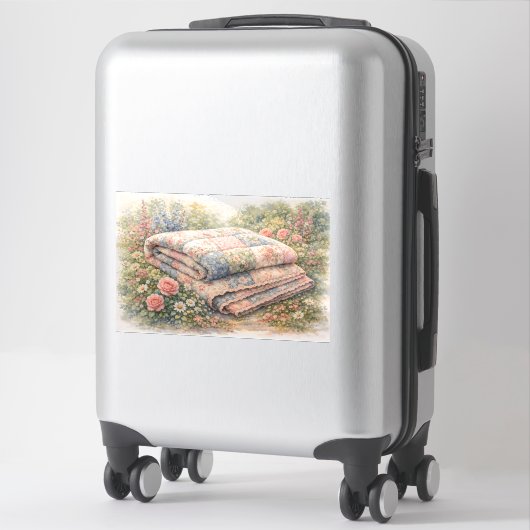 Cottagecore Bloemenpatchworkdeken Aquarel Sticker (Koffer)