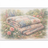 Cottagecore Bloemenpatchworkdeken Aquarel Sticker (Voorkant)