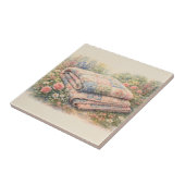 Cottagecore Bloemenpatchworkdeken Aquarel Tegeltje (Zijkant)