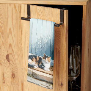 Cottagecore bloemenportiek met calicokat theedoek