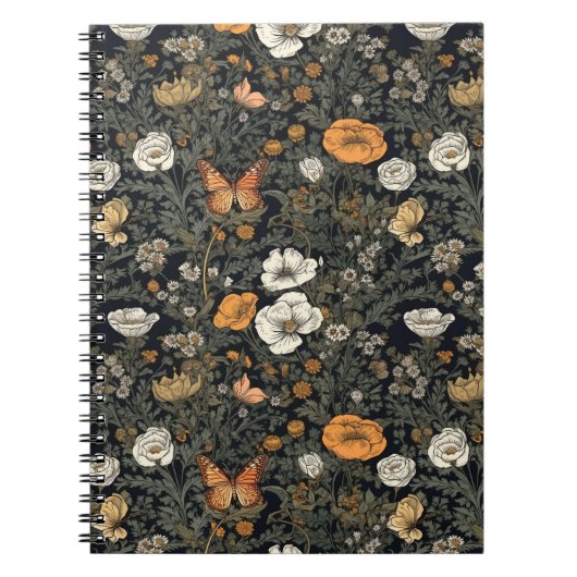 Cottagecore Bloementuin met Vlinders Notitieboek (Voorkant)
