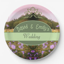 Cottagecore Bloemenweide Bruiloft Papieren Bordje