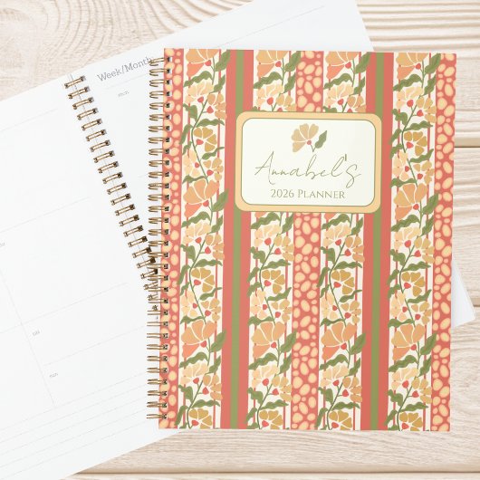 Cottagecore bloemgestreepte gepersonaliseerde plan planner