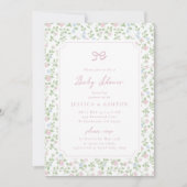 Cottagecore bloemige babyshower uitnodiging (Voorkant)